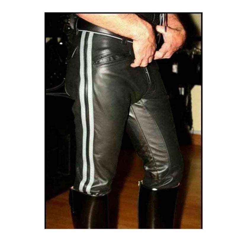 Pantalones de cuero auténtico para hombre, pantalones vaqueros Punk Kink, pantalones BLUF, pantalones de motociclista