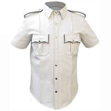 MEN'S REAL LEATHER White Police Military Style Shirt BLUF ALL SIZE Shirt