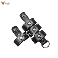 Mens Underwear Real Leather Jockstraps Cod Piece Thong Jock Studded with Rings