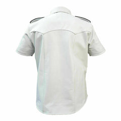 MEN'S REAL LEATHER White Police Military Style Shirt BLUF ALL SIZE Shirt