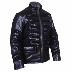 Chaqueta Steampunk negra de cuero de vaca REAL para hombre, chaquetas tipo túnica militar