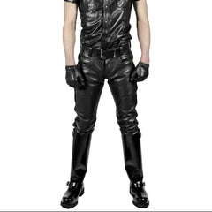 Men's Genuine Leather Seamless Skinny Pants Five pockets Jeans Style Premium Kink
