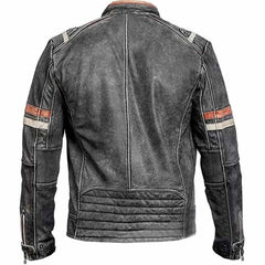 Chaqueta de cuero envejecido para motociclista vintage Café Racer Retro 2 Moto para hombre