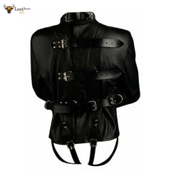 Mens Black Genuine Leather Heavy Duty Straitjacket Leather Straitjacket BONDAGE