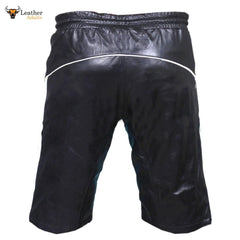 Mens Genuine Cow Leather Black and White Shorts Clubwear Gay Shorts