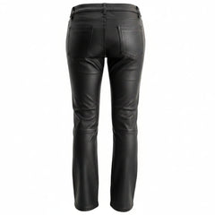 Womens Black Genuine Cowhide Leather Five Pockets Bikers Trousers Breeches Pants