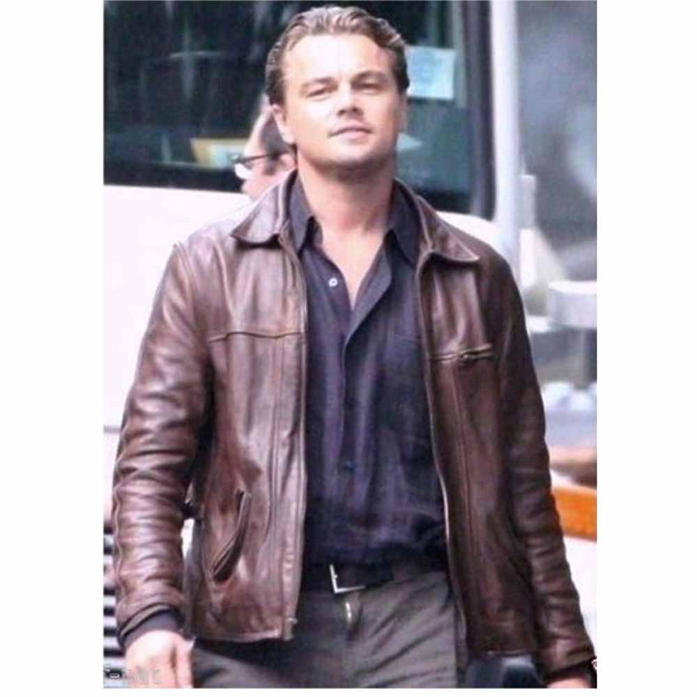 Chaqueta de piel auténtica para hombre, réplica de la película Leonardo DiCaprio, la mayoría de los tamaños